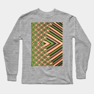 Earth Tone Abstract 3D Chevron Design Long Sleeve T-Shirt